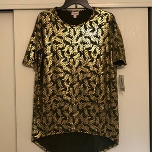 NWT elegant Irma XXS green and gold leaf print